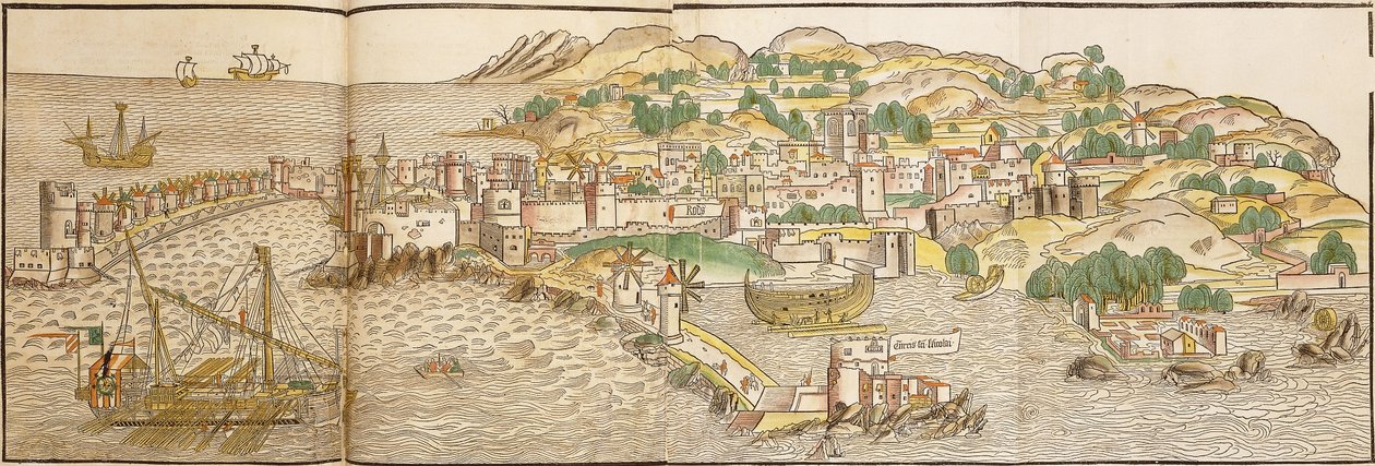 ロードス島の全景、1486年 作： エアハルト・ロイヴィヒ