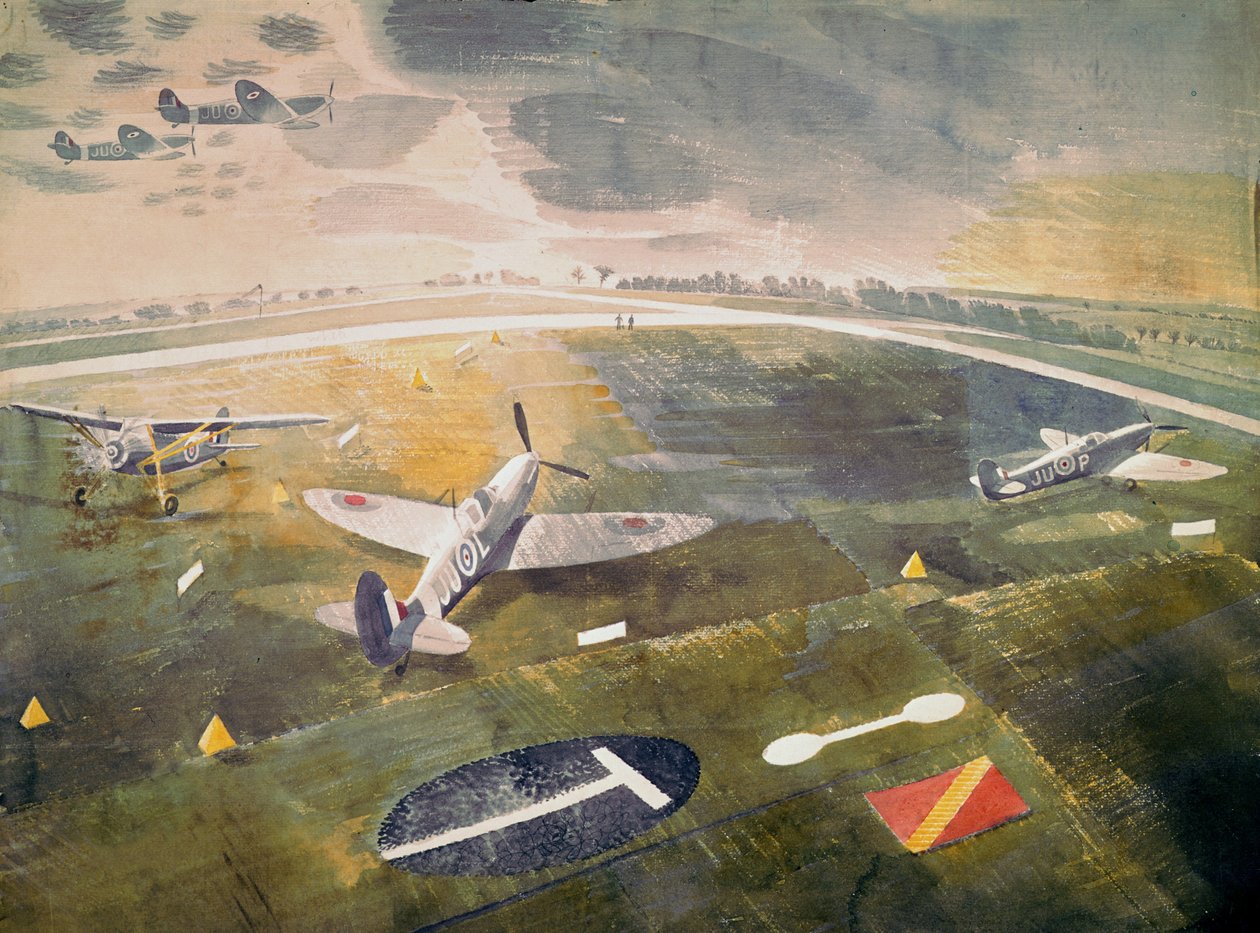 飛行場の空軍機、1942 作： エリック・ラビリアス