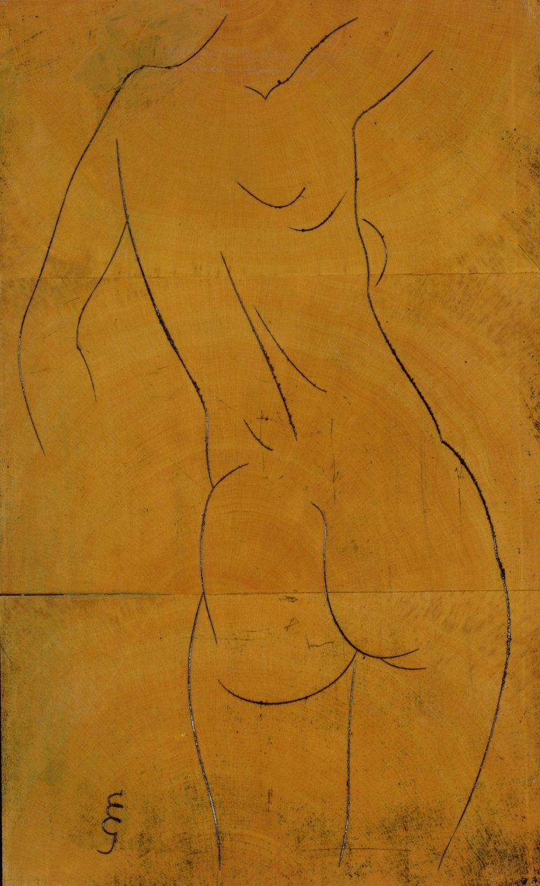 女性のヌード、後ろ姿（版画） 作： エリック・ギル