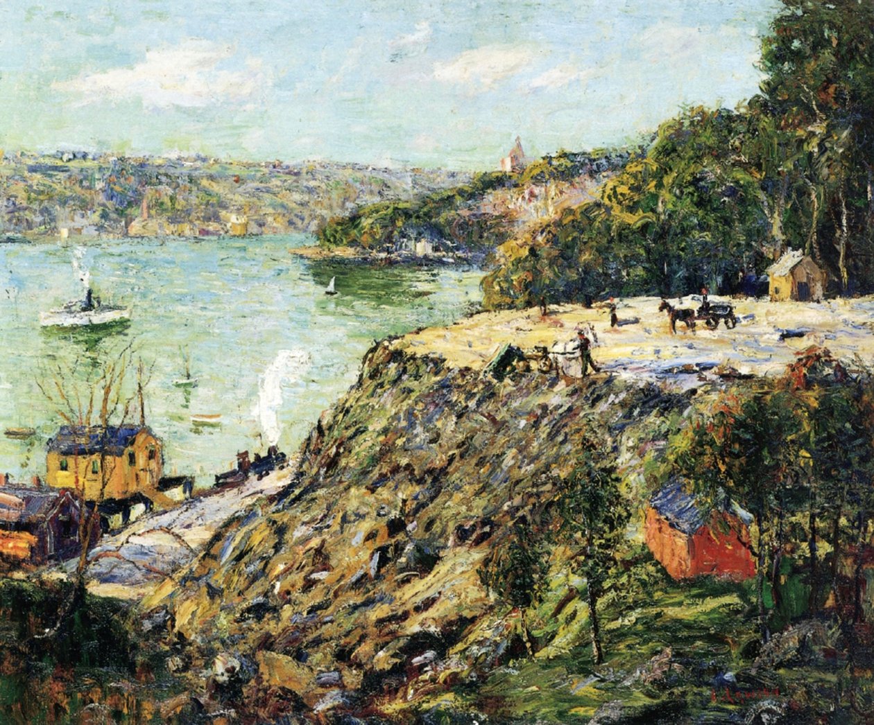 川を渡って、ニューヨーク、c.1910 作： アーネスト・ローソン