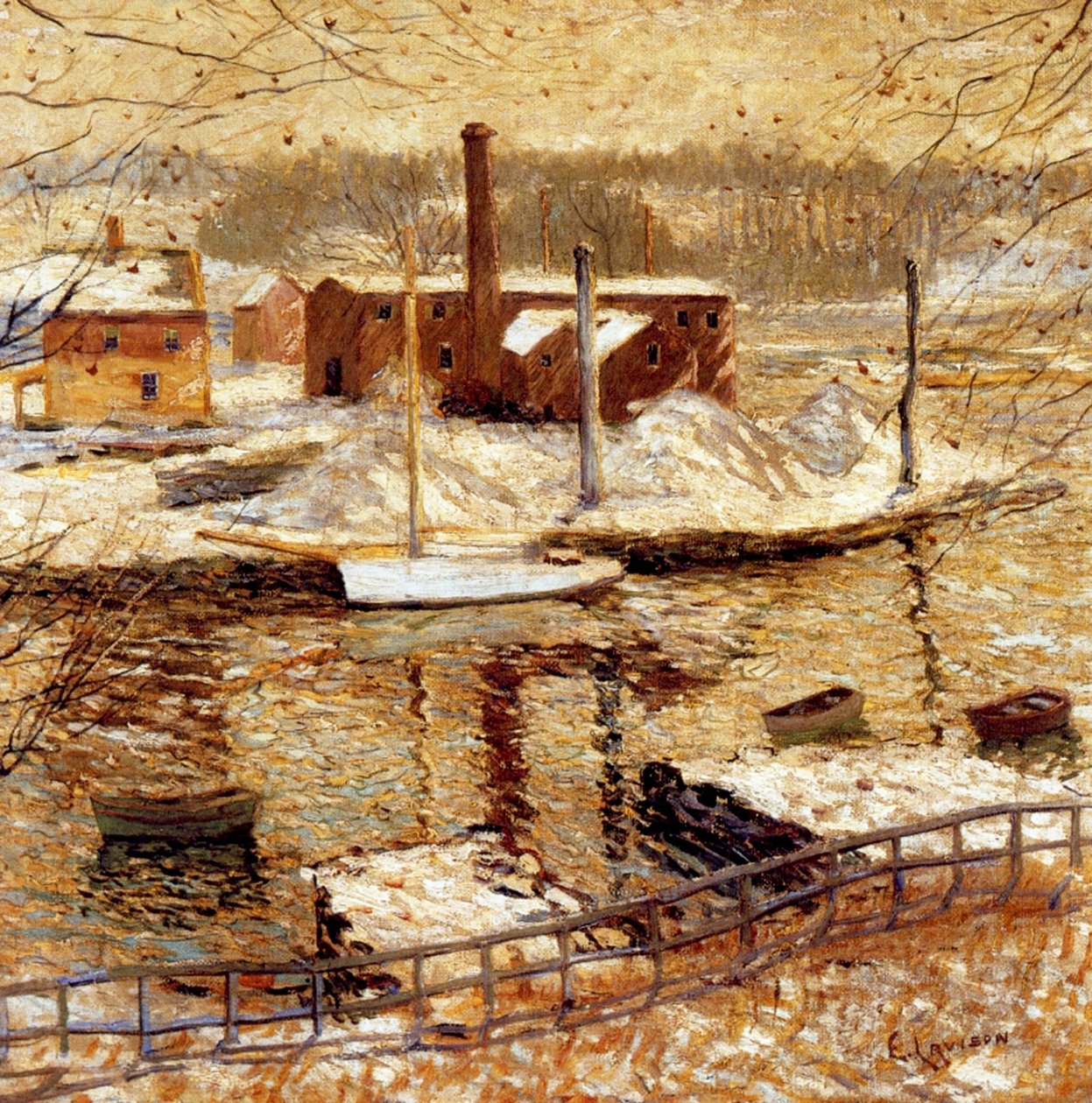 冬の川の情景、1899年頃 作： アーネスト・ローソン