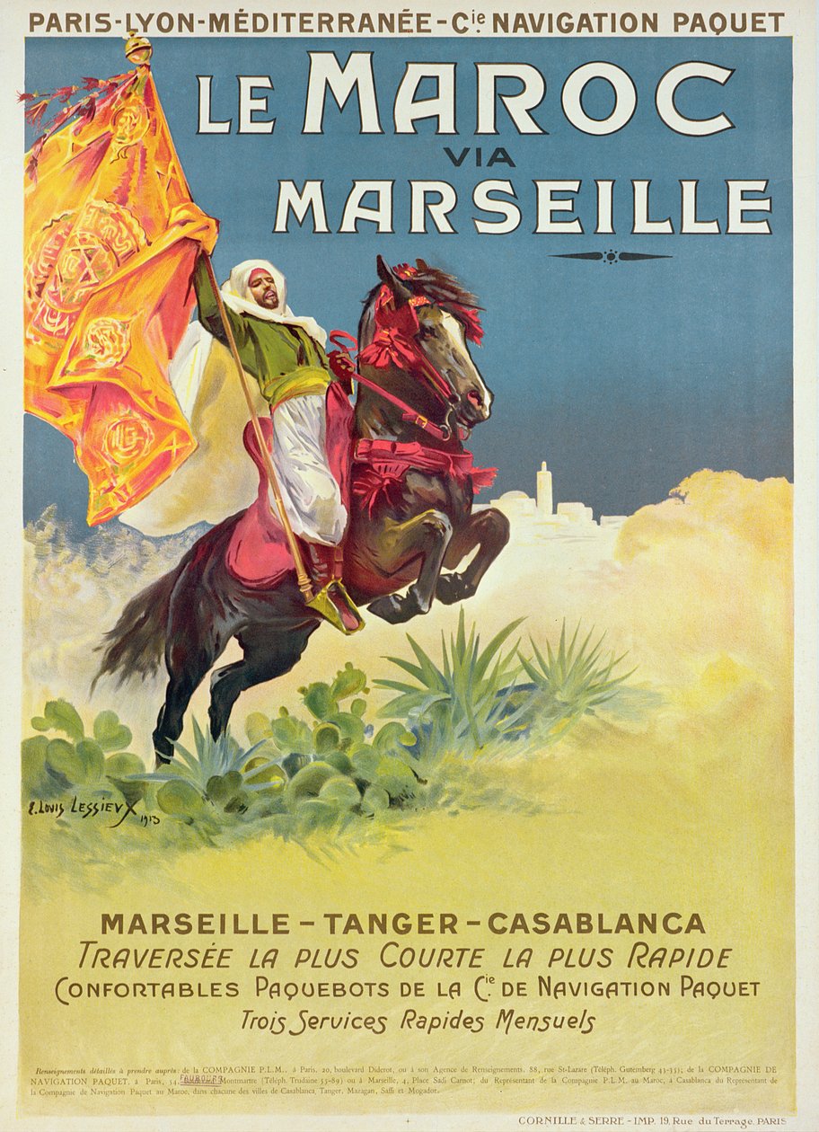 モロッコとマルセイユのポスター、1913 作： アーネスト・ルイ・レシュー
