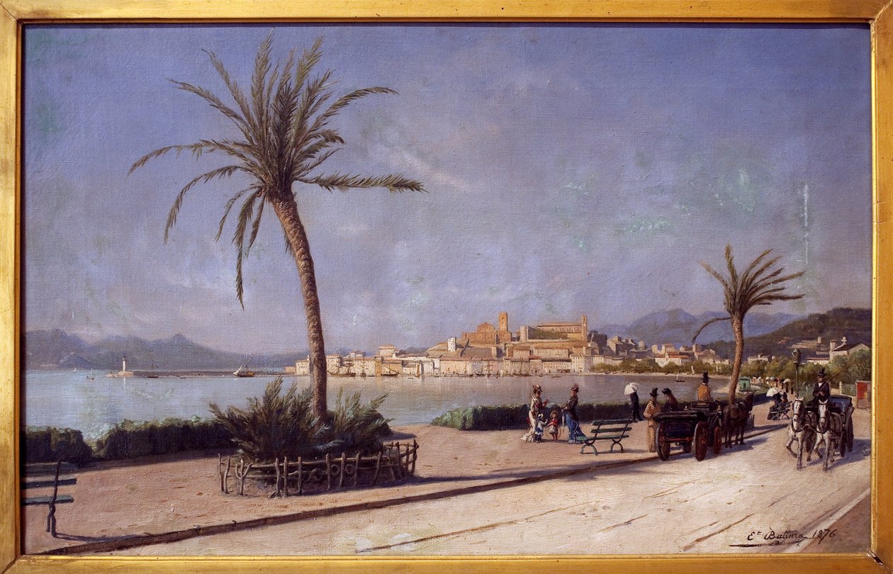 カンヌのクロワゼット通りを歩きます。 Ernest Buttura (1841-1920) の絵画、キャンバスに油彩 作： アーネスト・ブトゥラ