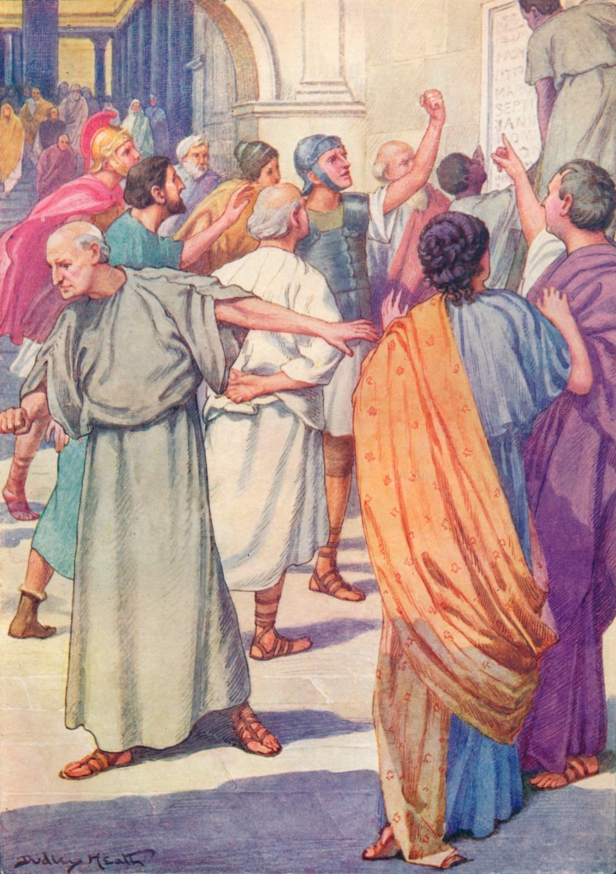 「運命にあった人々のリストがフォーラムに掲げられた」、c1912 1912 作： アーネストダドリーヒース