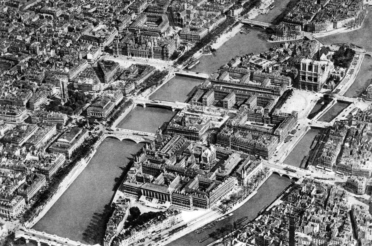 1931年、パリのシテ島の概観 作： アーネスト・フラマリオン