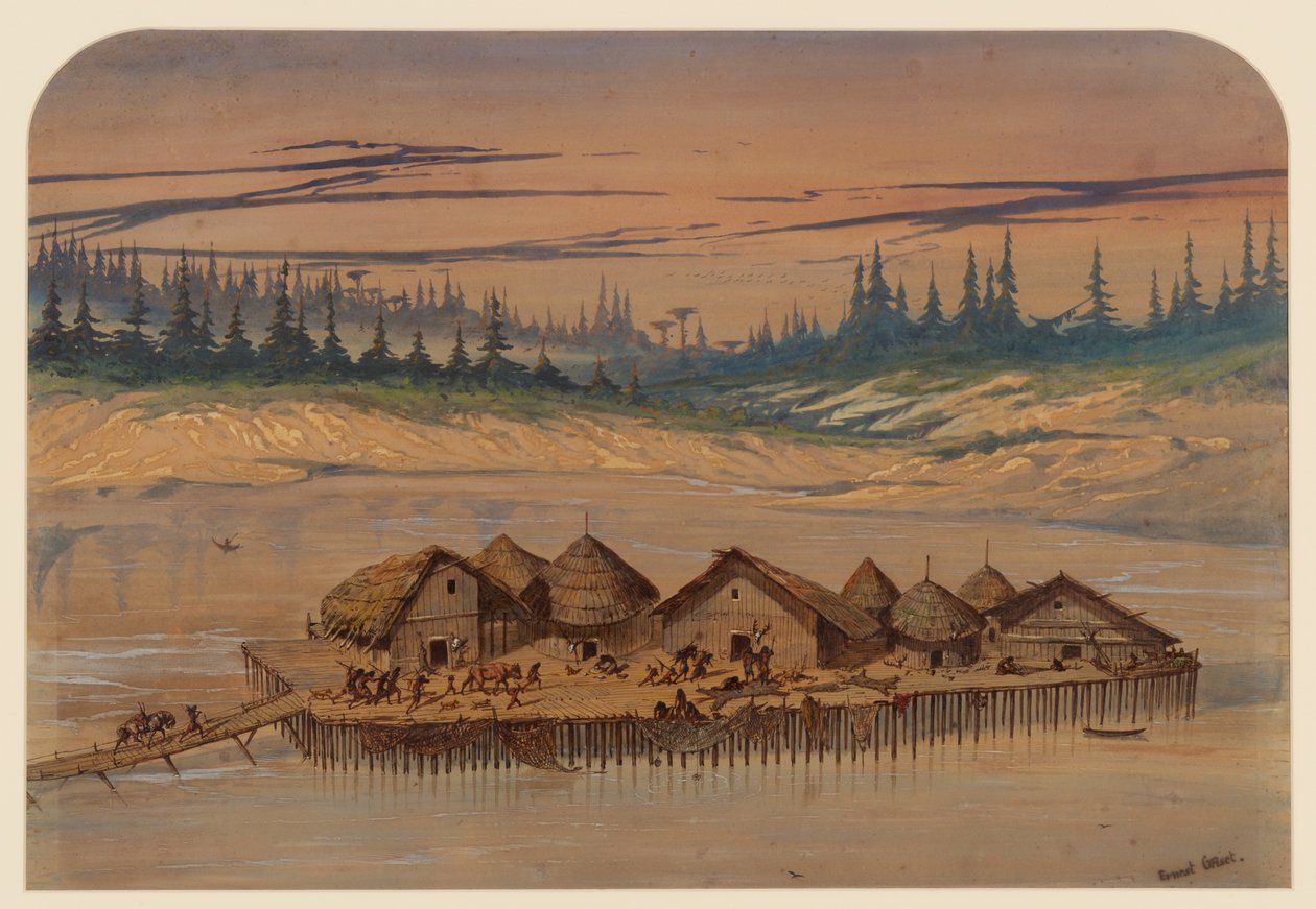 先史時代の村、1871 作： アーネストヘンリーグリセット