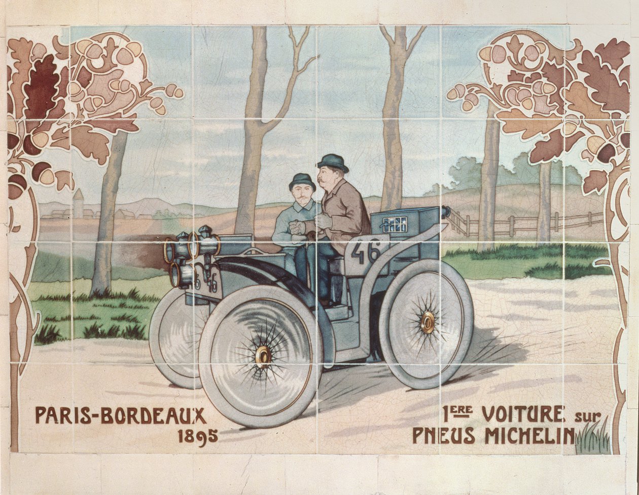 Edouard und Andre Michelin fahren L