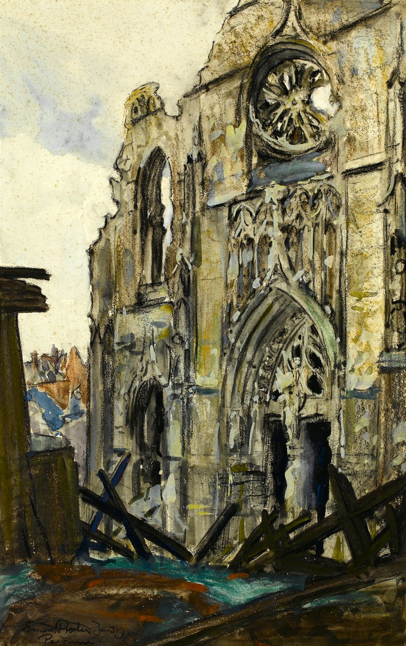 ペロンヌ、3.1.1919（紙にクレヨンとガッシュ） 作： アーネスト・プロクター