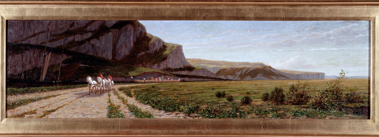 スコットランド、クリナン運河を渡る エルネスト・ベルテア（1836-1904）の絵 作： エルネスト・ベルテア