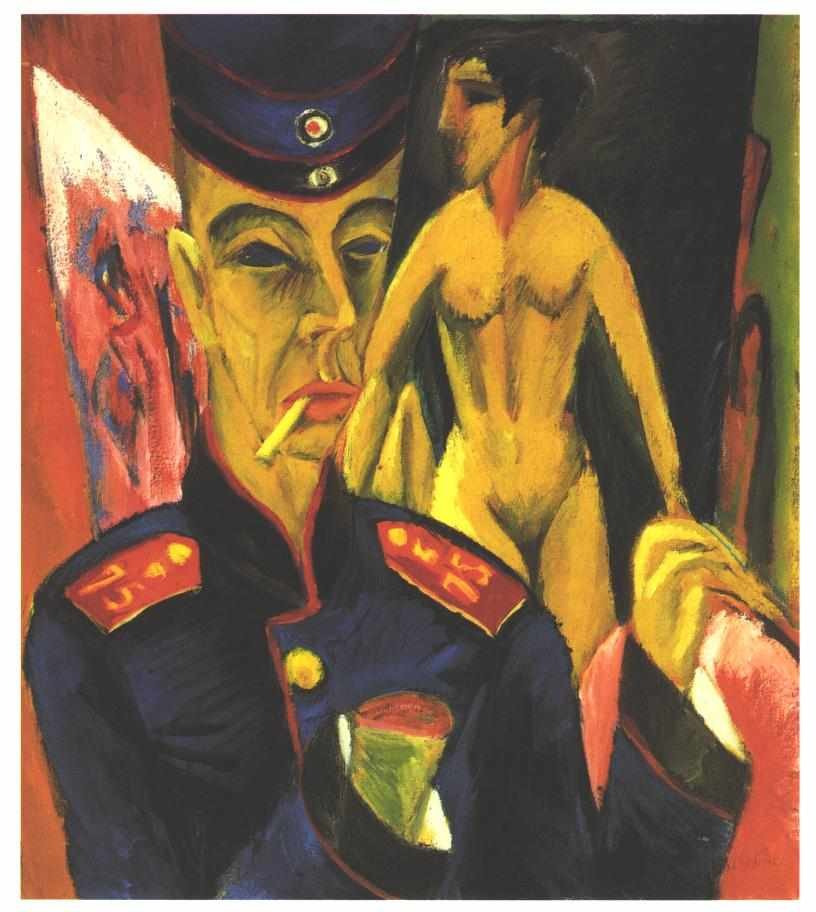 兵士としての自画像 作： エルンスト・ルートヴィヒ・キルヒナー