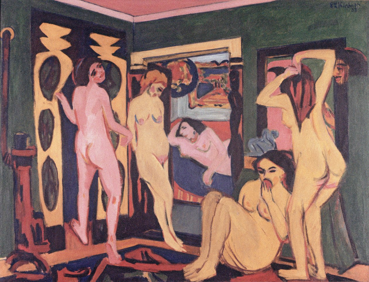 部屋の入浴者、1908 作： エルンスト・ルートヴィヒ・キルヒナー