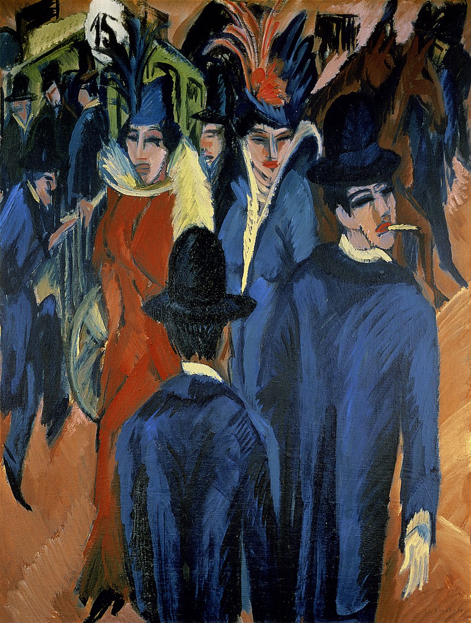 ベルリンのストリートシーン、1913 作： エルンスト・ルートヴィヒ・キルヒナー