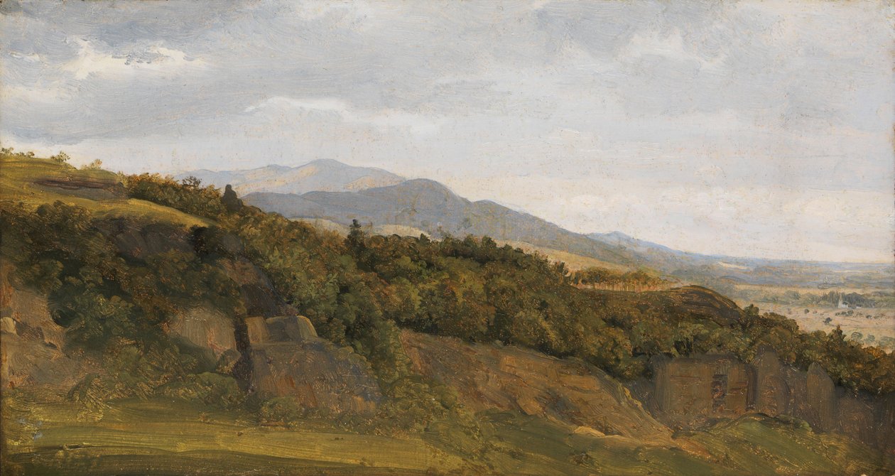 広い谷を望むドイツの風景、カリフォルニア州。 1829-30。 作： エルンストクリスチャンフレデリクペッツホルト