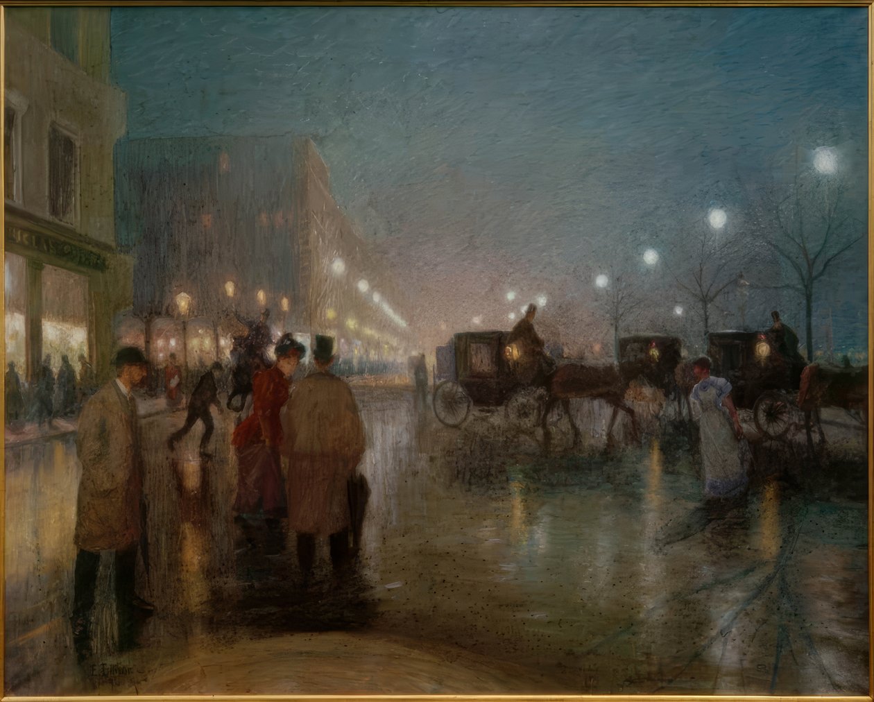 ハンブルク、夕方のユングフェルンシュティーク 作： 