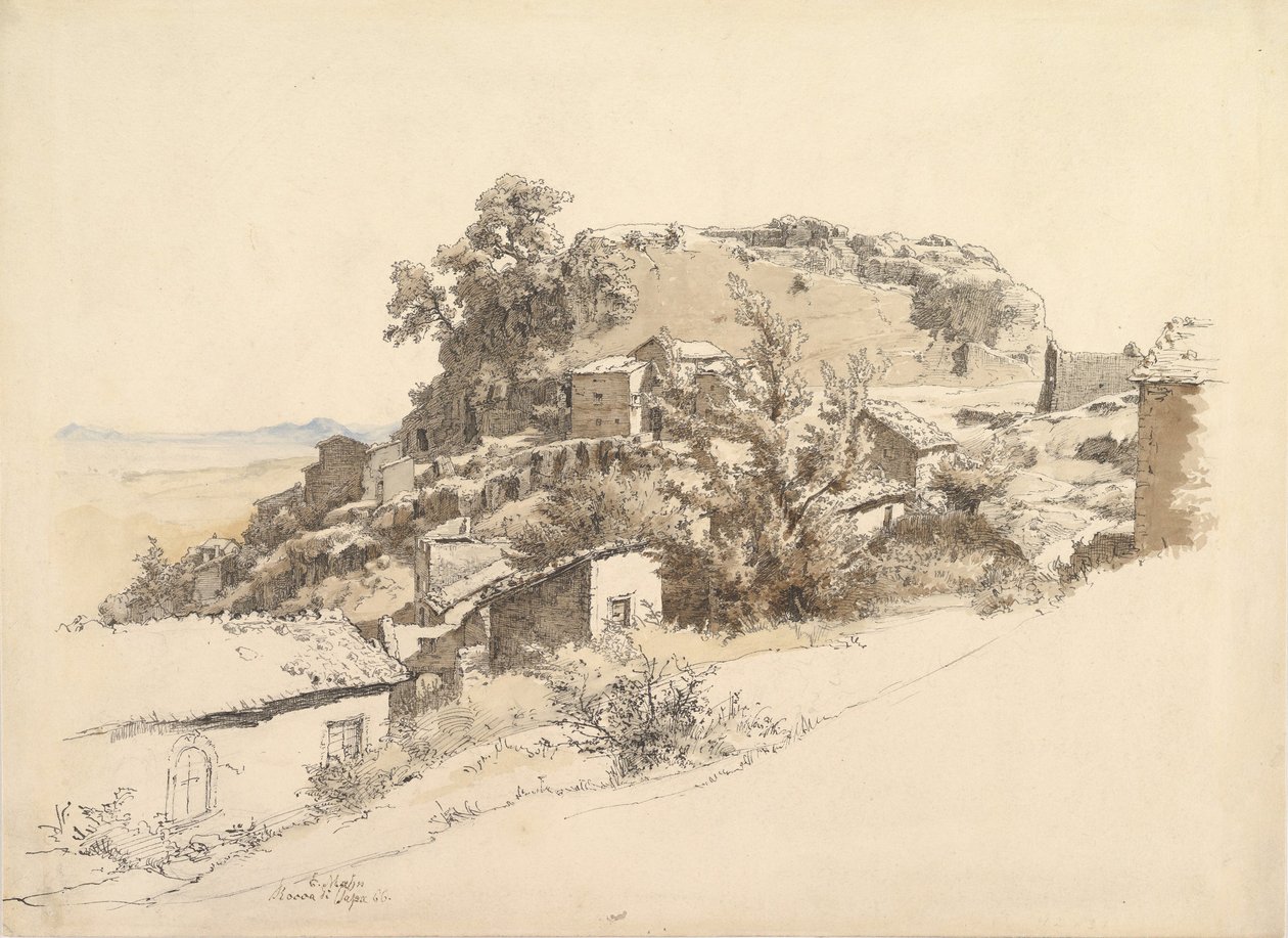 Rocca di Papaの近くのローマの風景、1866年。 作： 深刻な恐怖の神ポピー