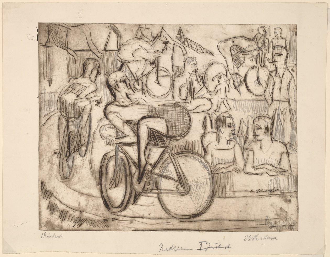 自転車レース、1926 年。 作： エルンスト・ルートヴィヒ・キルヒナー