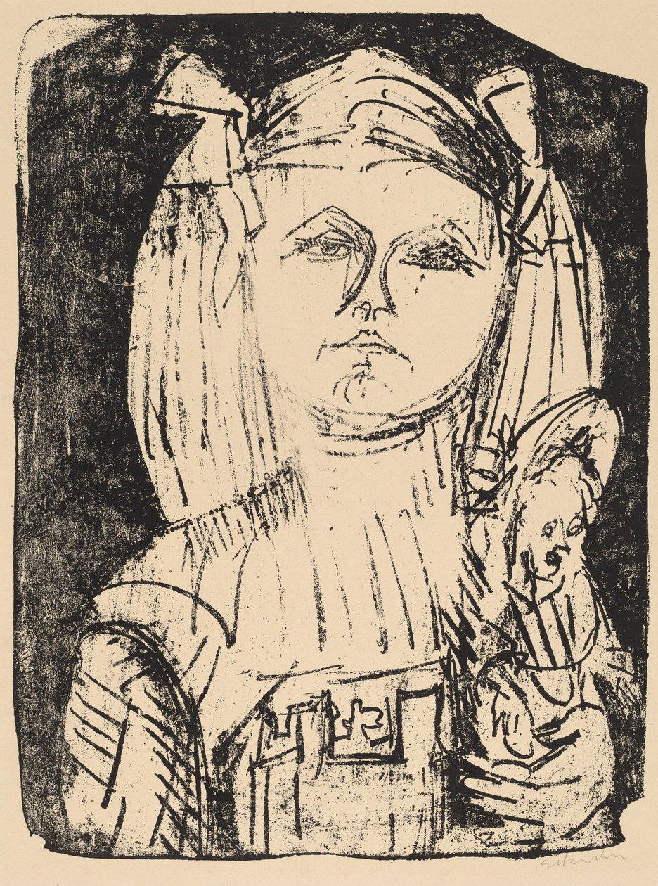 人形を持つ少女、1916年。 作： エルンスト・ルートヴィヒ・キルヒナー