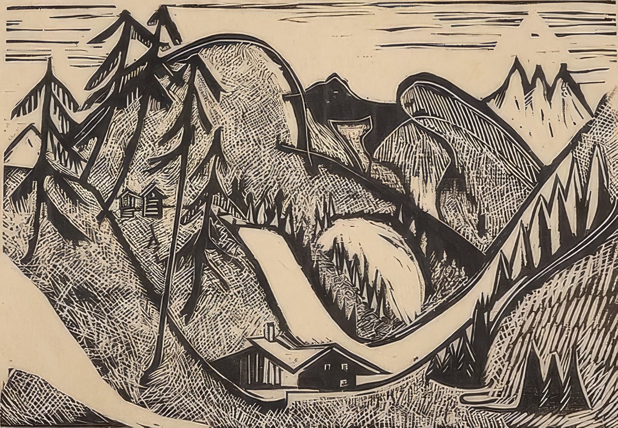 グラールス近くの山の風景。 1933 作： エルンスト・ルートヴィヒ・キルヒナー