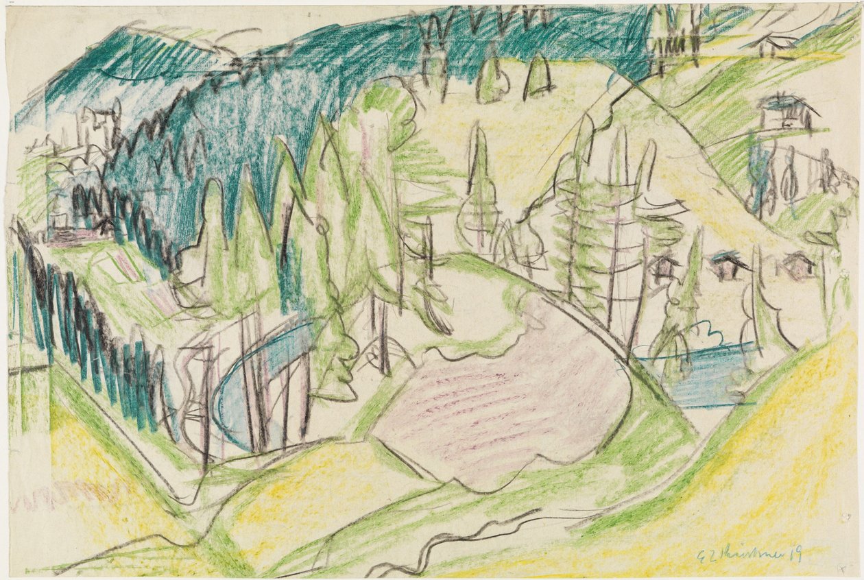 モミの木のある山岳風景 作： エルンスト・ルートヴィヒ・キルヒナー