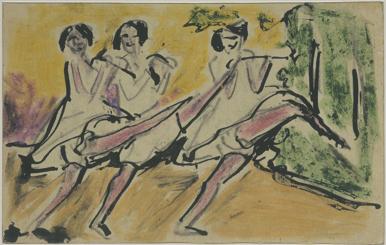 Drei Tänzerinnen (Postkarte an Otto und Maschka Mueller) 作： エルンスト・ルートヴィヒ・キルヒナー