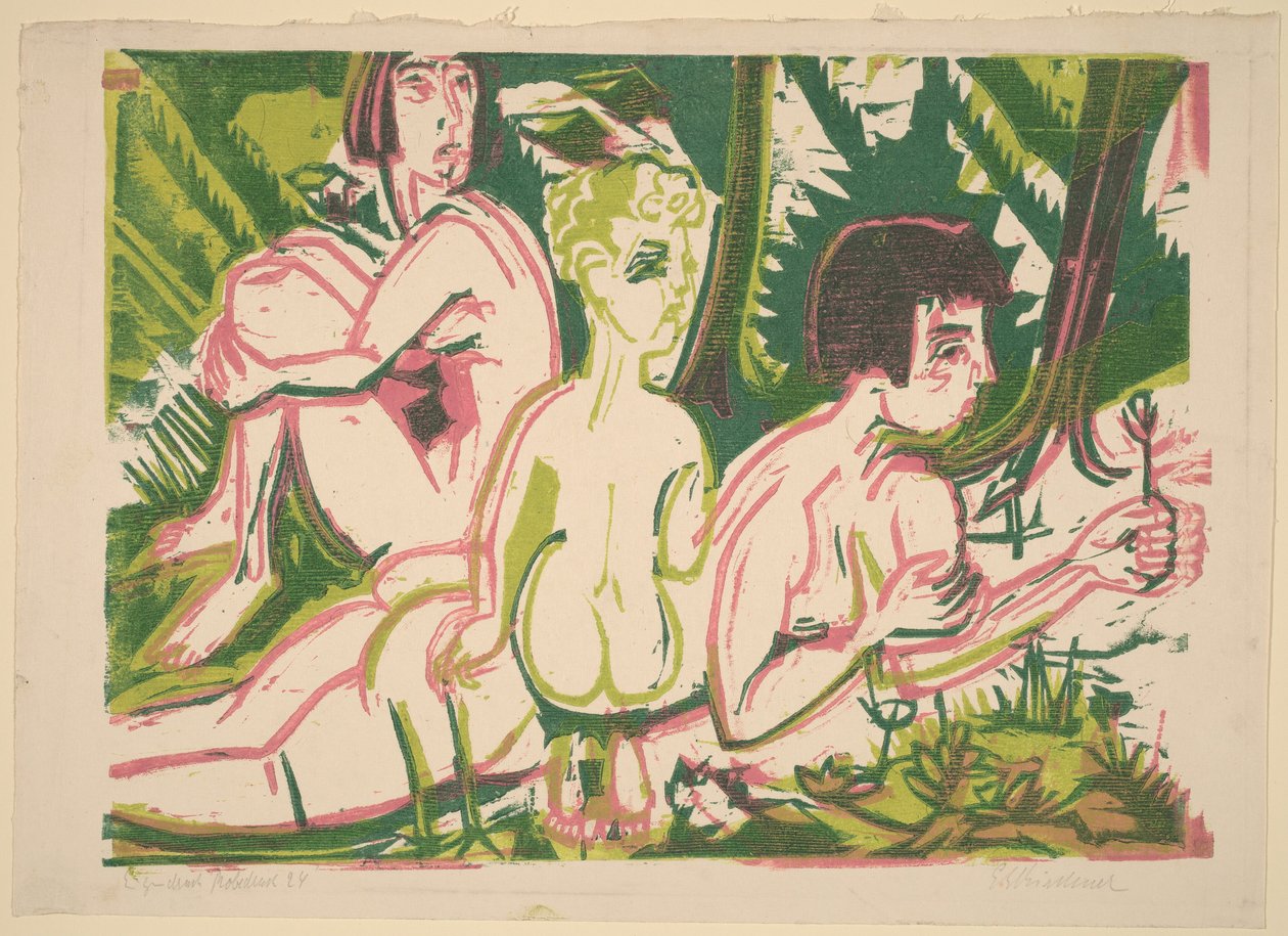 Nackte Frauen mit einem Kind im Wald 作： エルンスト・ルートヴィヒ・キルヒナー
