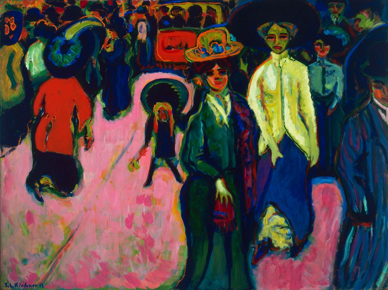 通り、ドレスデン (ドイツ)。 Ernst Ludwig Kirchner（1880-1938）による絵画、キャンバスに油彩 作： エルンスト・ルートヴィヒ・キルヒナー