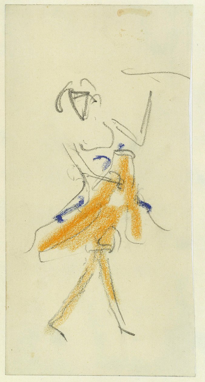ダンサー。 Ernst Ludwig Kirchner (1880-1938) の作品、ボール紙に鉛筆とパステル 作： エルンスト・ルートヴィヒ・キルヒナー
