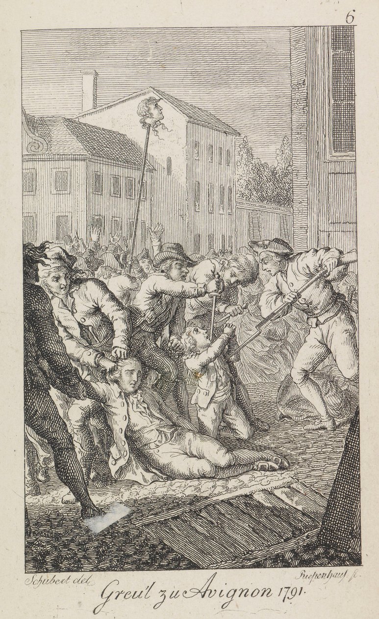 1791 年 10 月 16 ～ 17 日、1793 ～ 1799 年のラ グラシエールの大虐殺。 作： Ernst Ludwig Riepenhausen