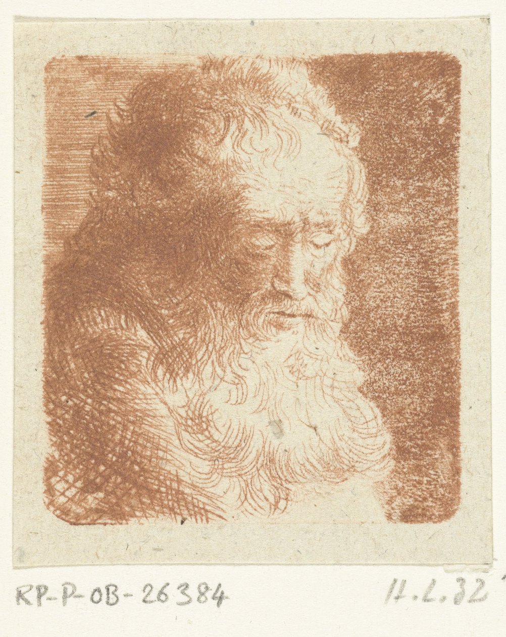 ひげを生やした老人、見下ろしている: 4 分の 3、右側 作： Ernst Willem Jan Bagelaar