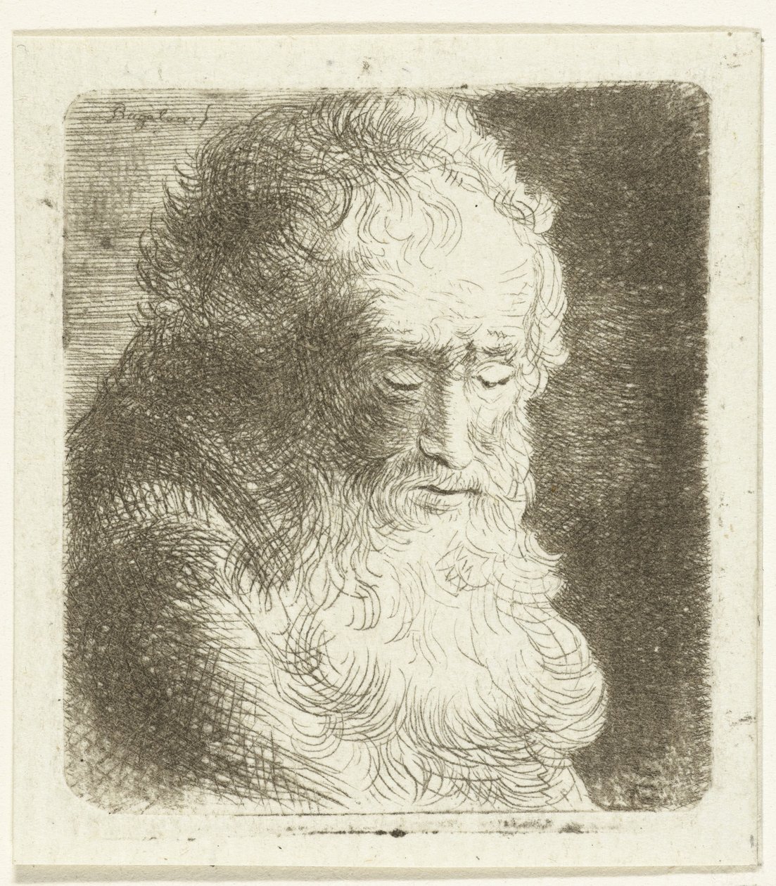 ひげを生やした老人、見下ろしている: 4 分の 3、右側 作： Ernst Willem Jan Bagelaar