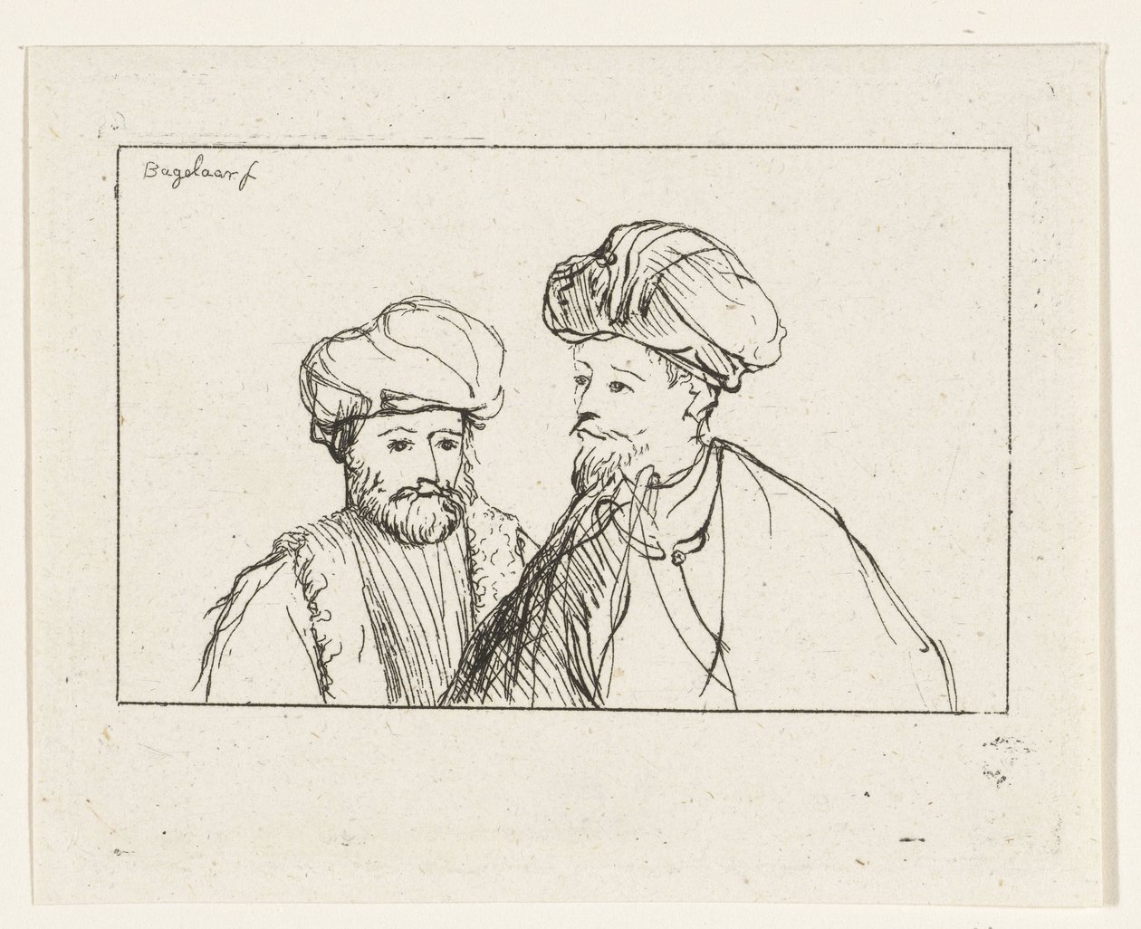 ターバンを巻いた 2 人の男性の肖像画 作： Ernst Willem Jan Bagelaar