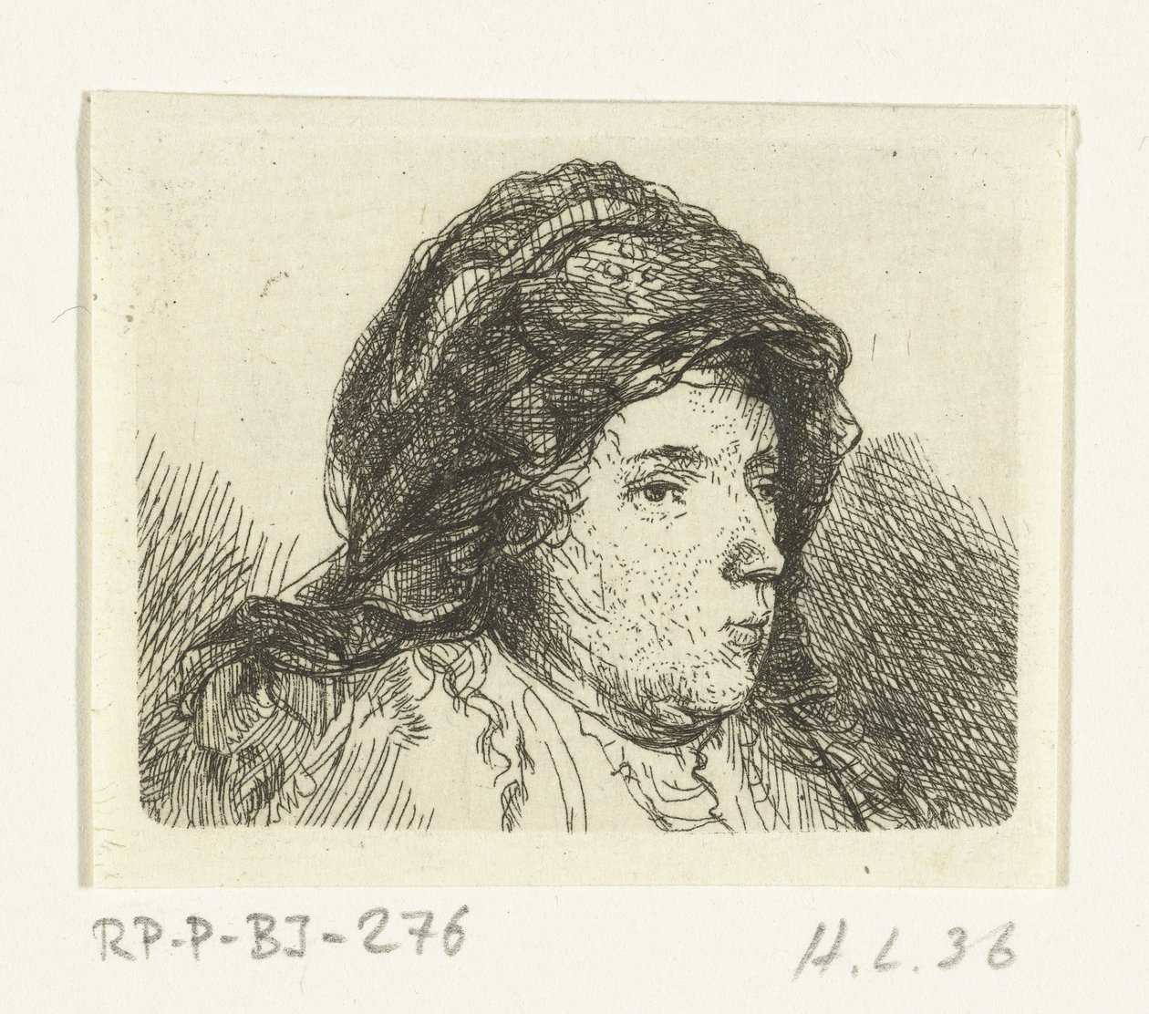 頭に布を巻いた女性の肖像胸像 作： Ernst Willem Jan Bagelaar