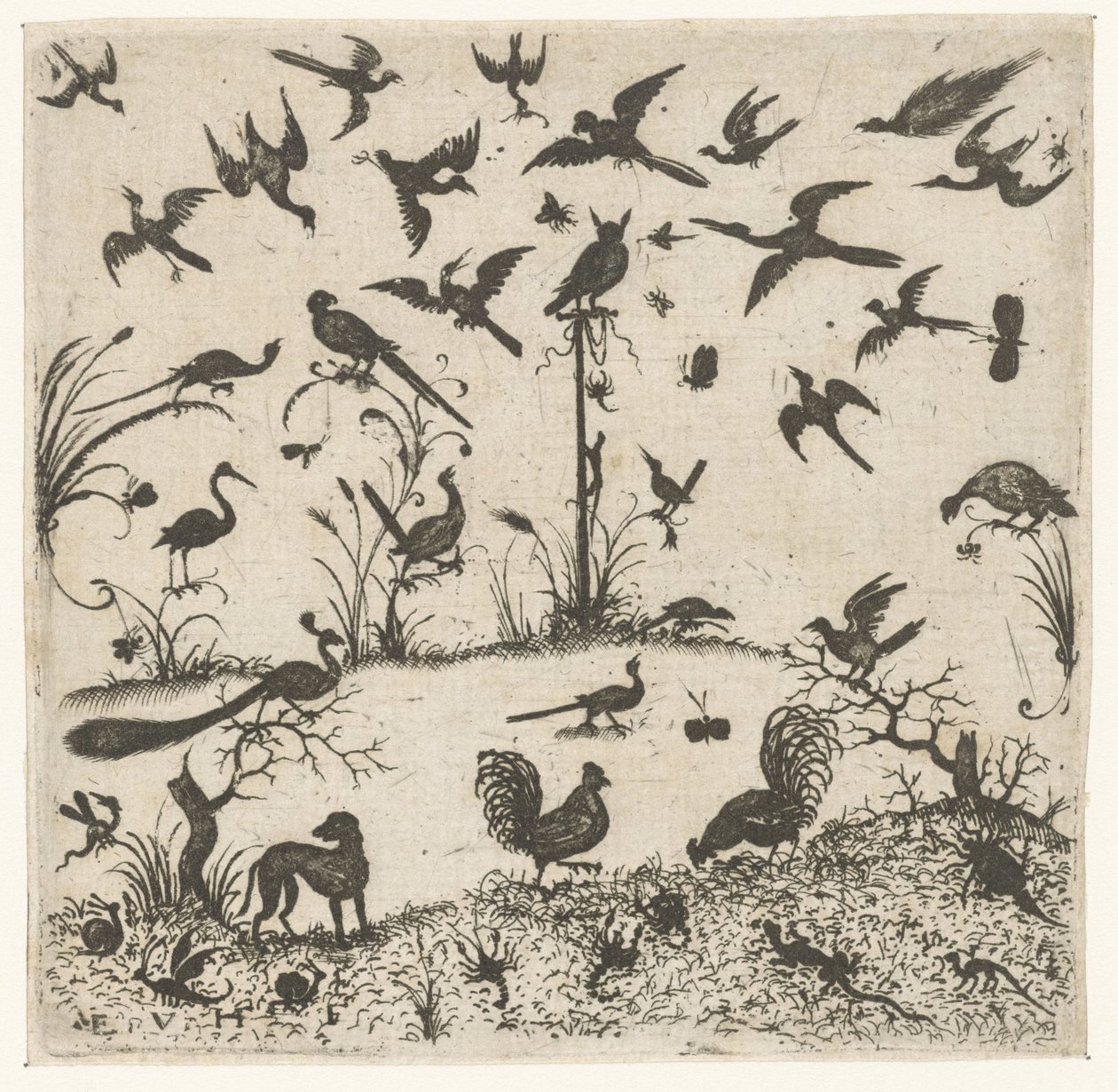 鳥 Schweifwerk 銀細工の装飾品 (シリーズタイトル) 作： Esaias van Hulsen