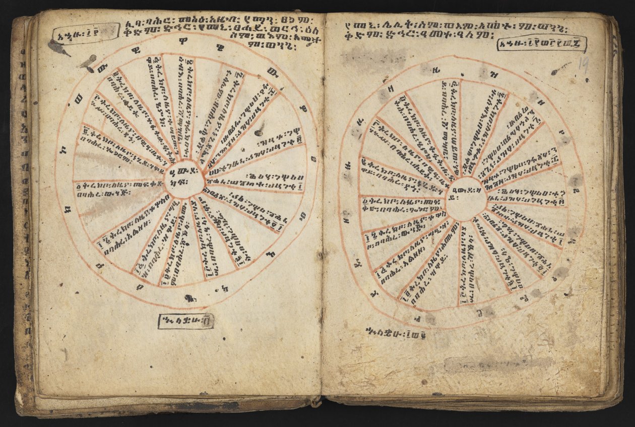 または 12034 f.18v & f.19r、Cycle of Kings (ベラム) 作： エチオピアの学校