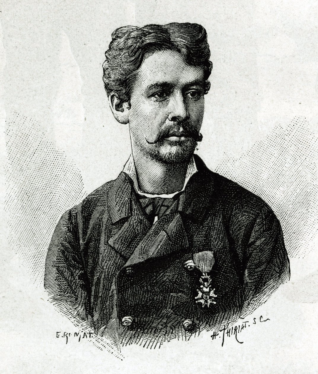 ガリエニ指揮下のアフリカ遠征（1879-1882）の際のタウタン医師の肖像。ジョセフ・ガリエン司令官の物語「Exploration du Haut Niger（ニジェール河畔の探検）」（現在のマリ）を説明するために、E.ロンジャットが写真から作成した版画 作： エティエンヌ・アントワーヌ・ユージン・ロンジャ