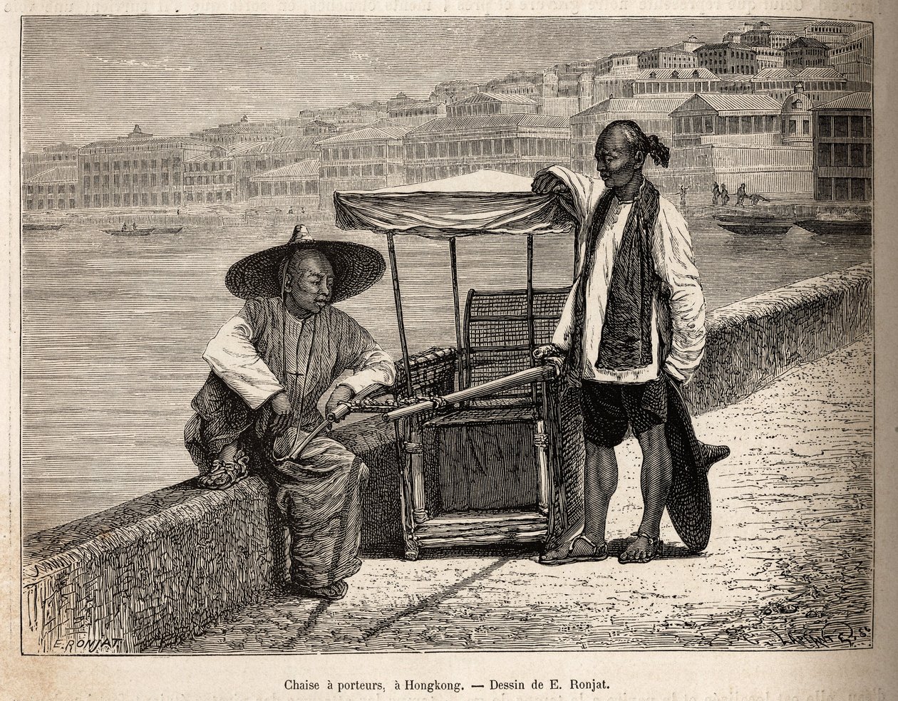 1870年から1872年にかけてJ.トンプソンが行った中国への航海を描いたE.ロンジャットの絵をもとにしたエングレーヴィングで、1875年にエドゥアール・シャルトンが編集した「Le tour du monde」に掲載されている。S 作： エティエンヌ・アントワーヌ・ユージン・ロンジャ