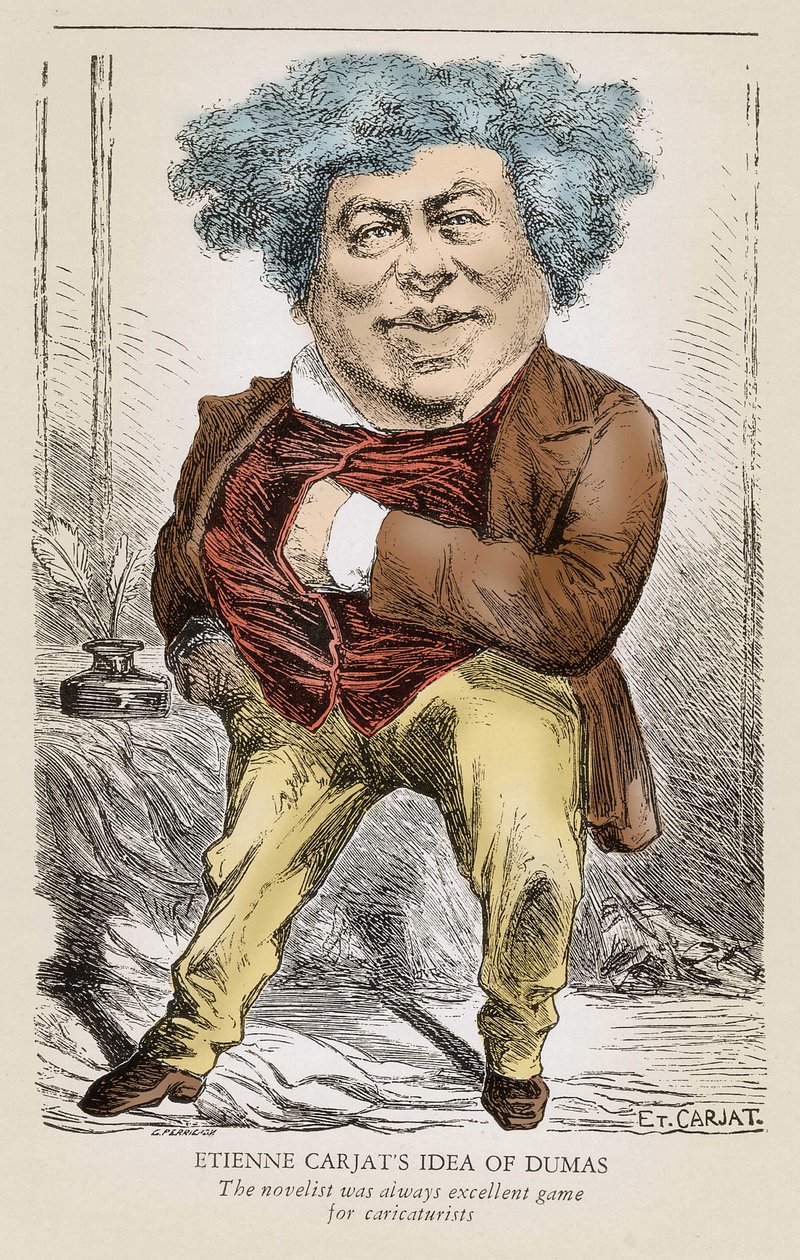 アレクサンドル・デュマ（1803-1870）の父の肖像：エティエンヌ・カルジャによる風刺画。 作： エティエンヌ・カルジャット
