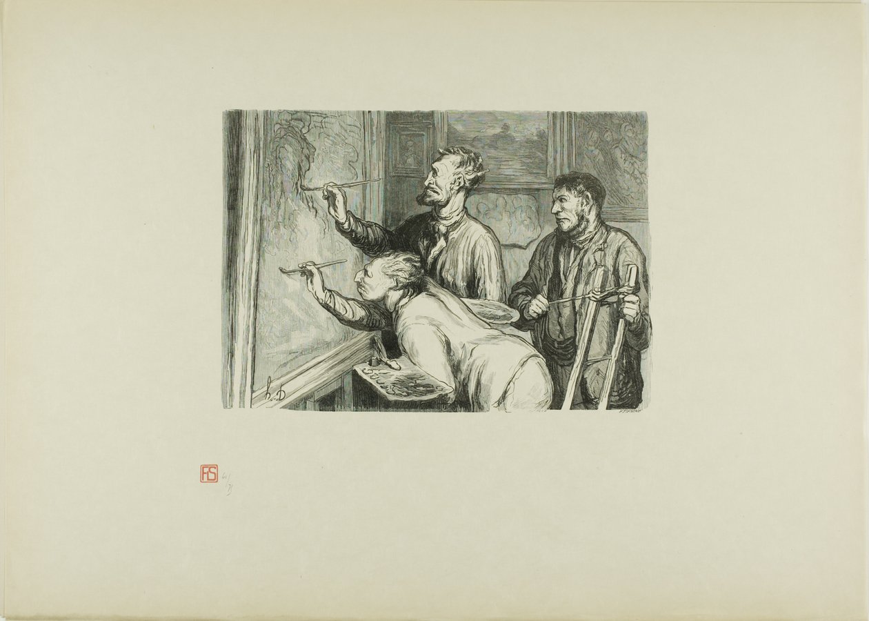 1868年の絵画展：最後の仕上げ 作： エティエンヌ・カルジャット