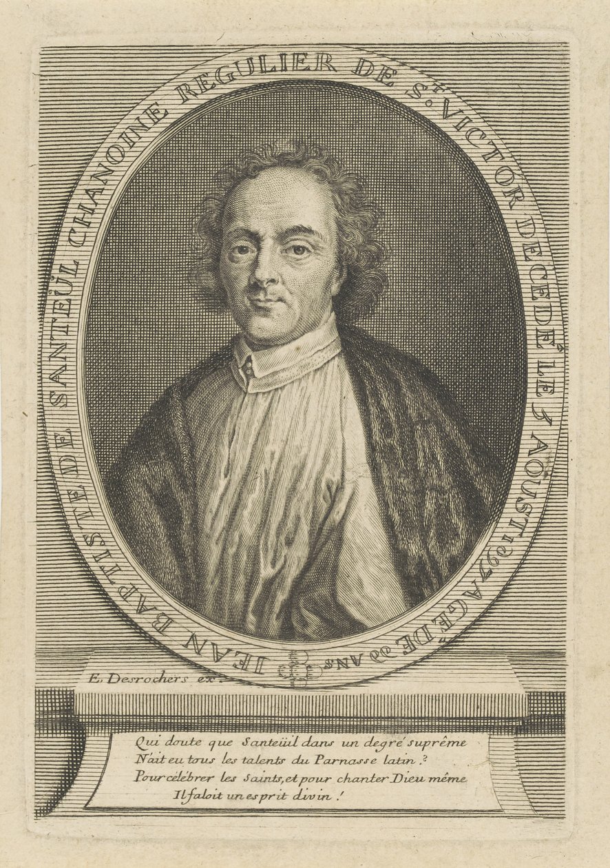 詩人Jean-Baptiste de Santeul 1630-1697の肖像、um 1700。 作： エティエンヌ・ジャンディエ・デロシェ