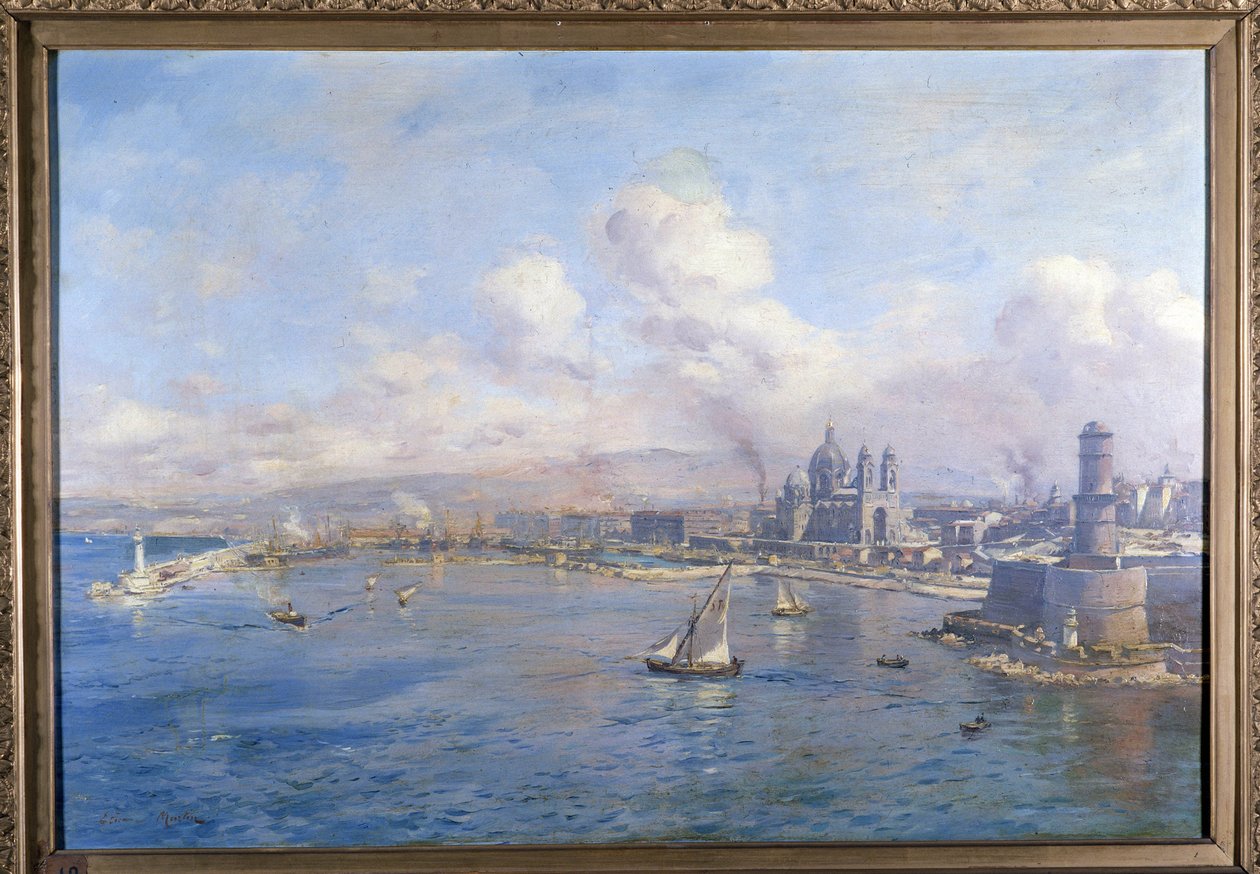ジョリエット盆地とマルセイユの新しい港 エティエンヌ・マルタン (1856-1945) による絵画。 マルセイユアカデミー 作： エティエンヌ・フィリップ・マーティン