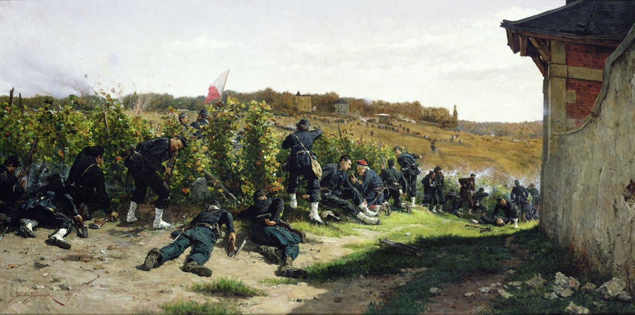 1870年10月21日、1877年10月21日のルイユマルメゾンの戦いでのセーヌ河岸 作： エティエンヌ・プロスパー・ベルン・ベルクール
