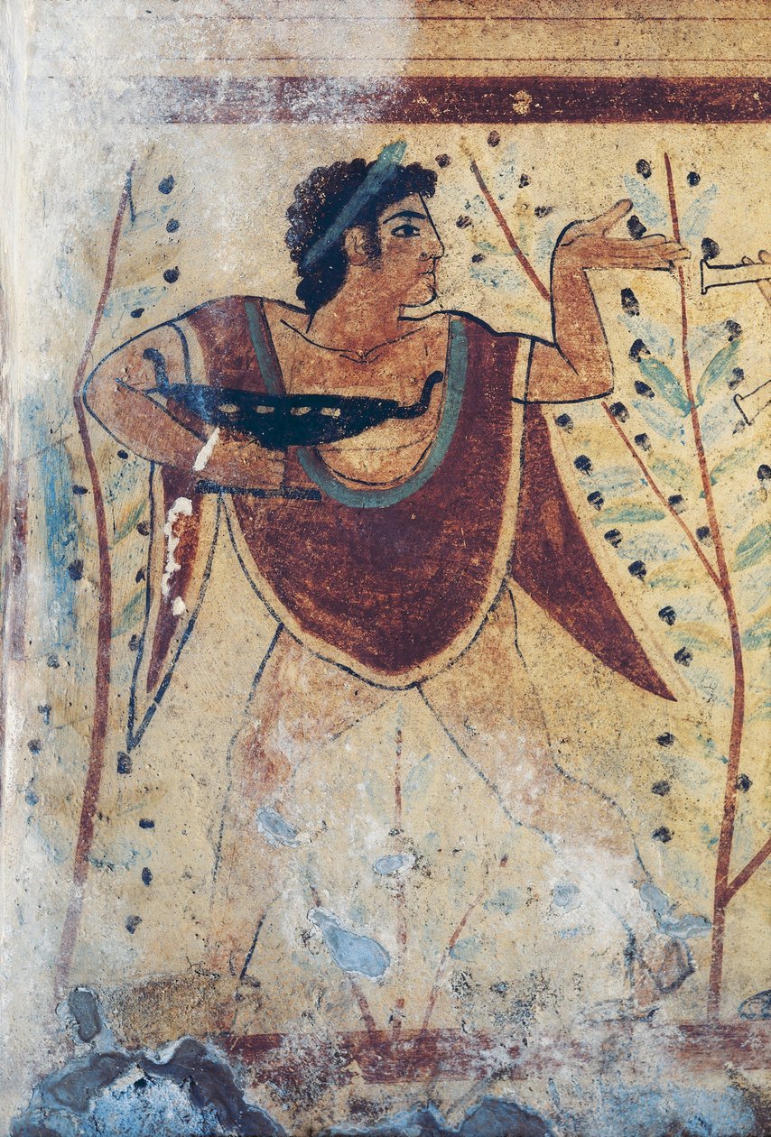 エトルリアのネクロポリス、豹の墓、フレスコ画の詳細 作： エトルリア語