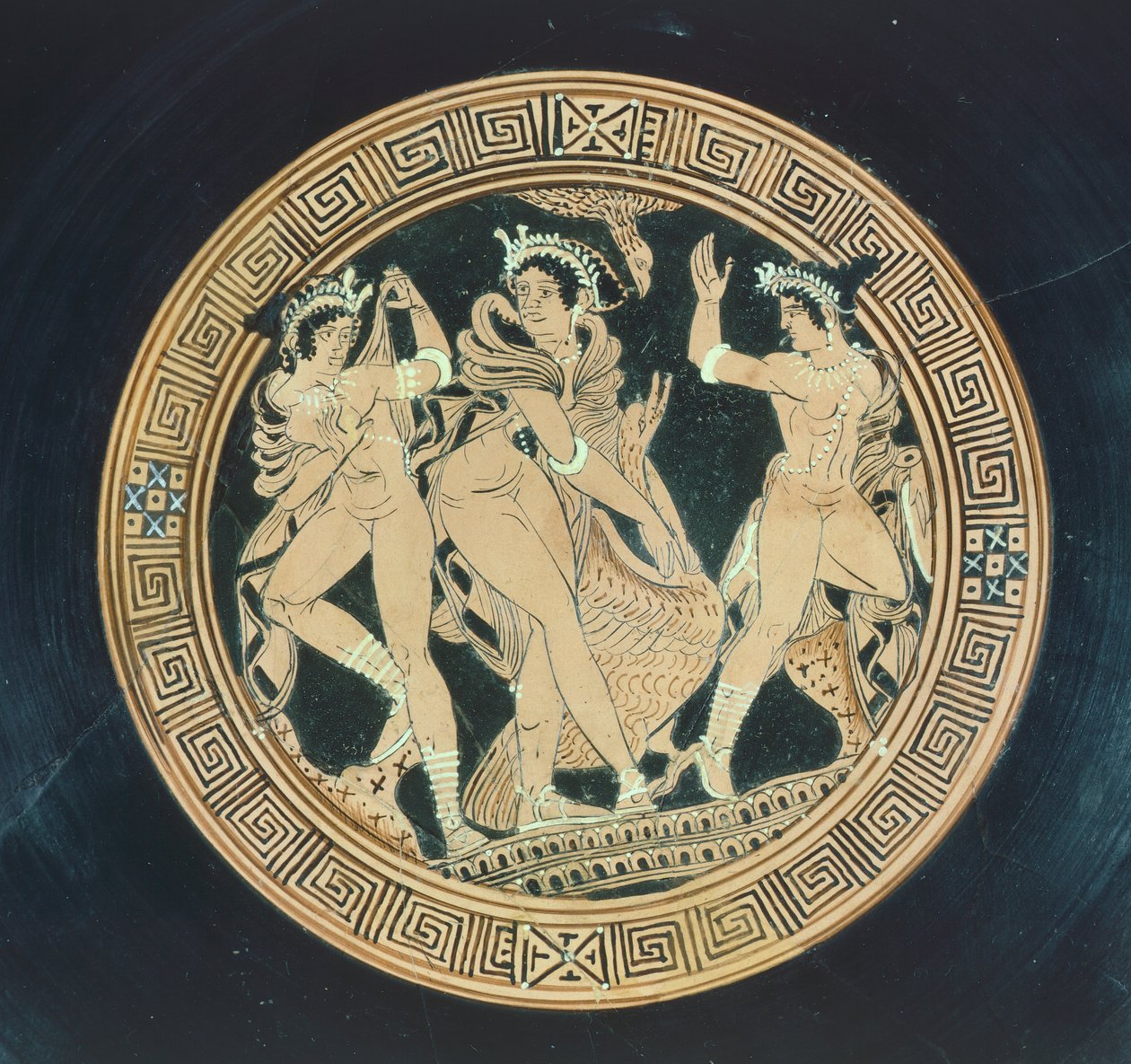 Kylix、ディテール。赤絵の土器。エトルリア文明、紀元前5～4世紀。 作： エトルリア語