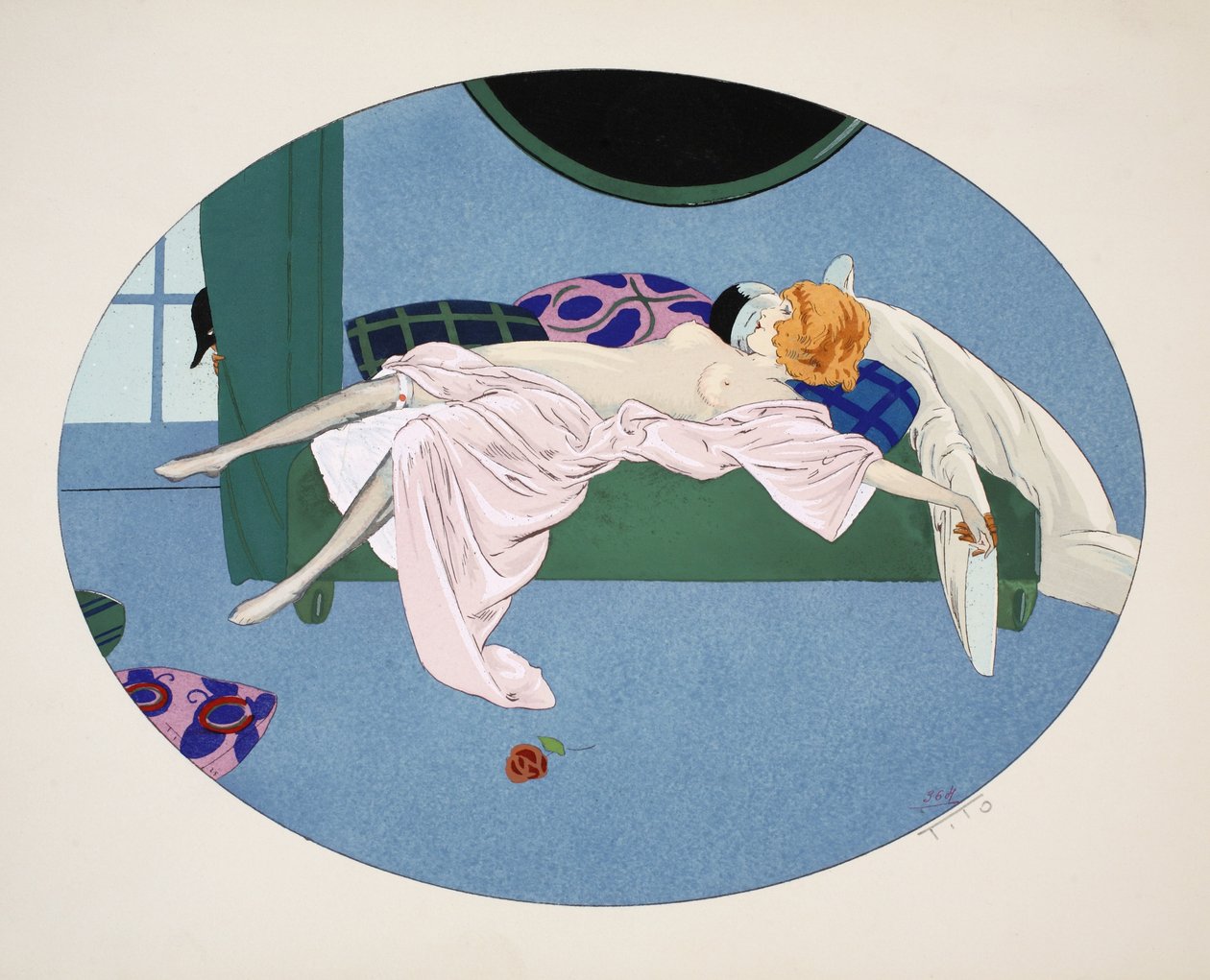 Les Cinq Sens-聴覚、視覚、嗅覚、触覚、パブ。 1925年パリ（ステンシルプリント） 作： エットレ・ティト