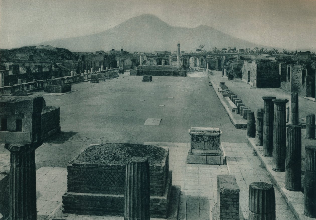 遠くにあるヴェスヴィオ山、ポンペイ、イタリア、1927年にフォーラムのビュー 作： オイゲン・ポペル