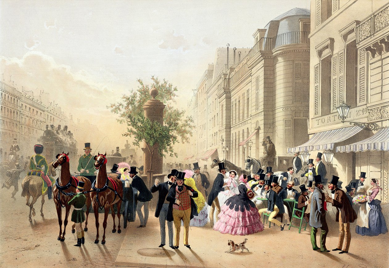 ブールバールデイタリア、「Physionomies de Paris」、1856年 作： ユージン・チャールズ・フランソワ・ゲラール