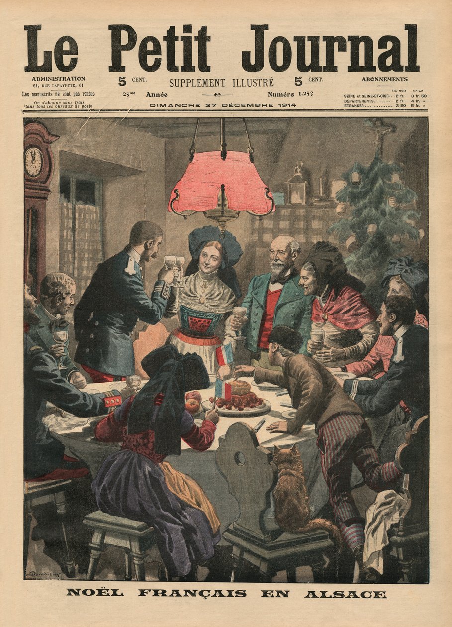 アルザスのフレンチクリスマス、「ルプチジャーナル」の表紙イラスト、補足イラストレーター、1914年12月27日 作： ユージンダンブランス
