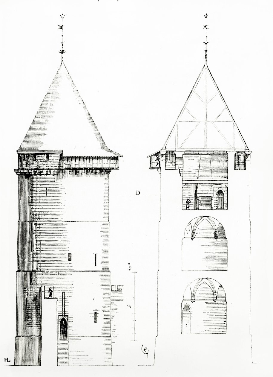 「11世紀から16世紀までのフランス建築の推論された辞書」、1861年からの描画 作： Eugene Emmanuel Viollet le Duc