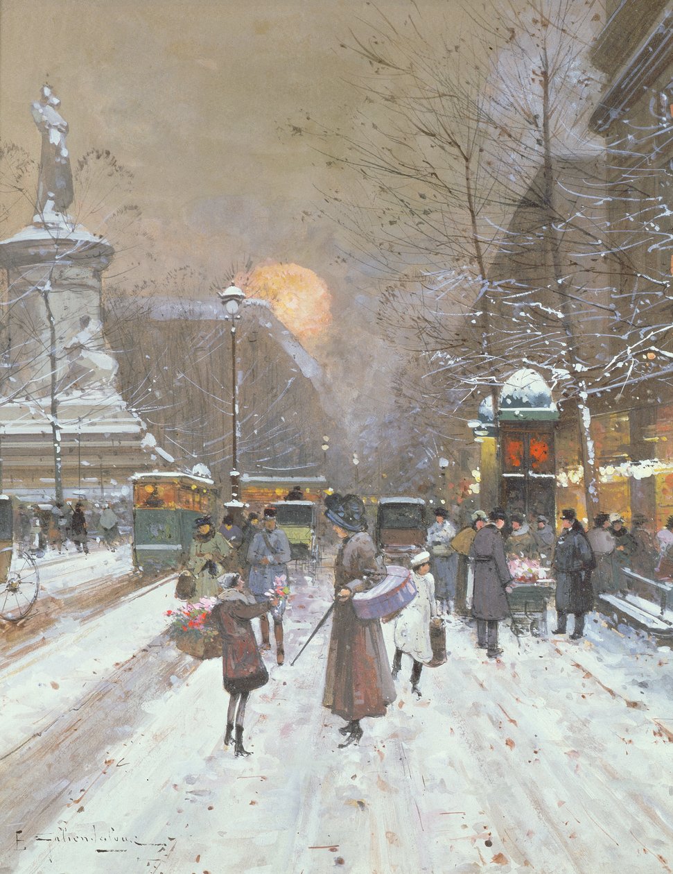 パリの雪景色 作： ウジェーヌ・ガリアン・ラルー