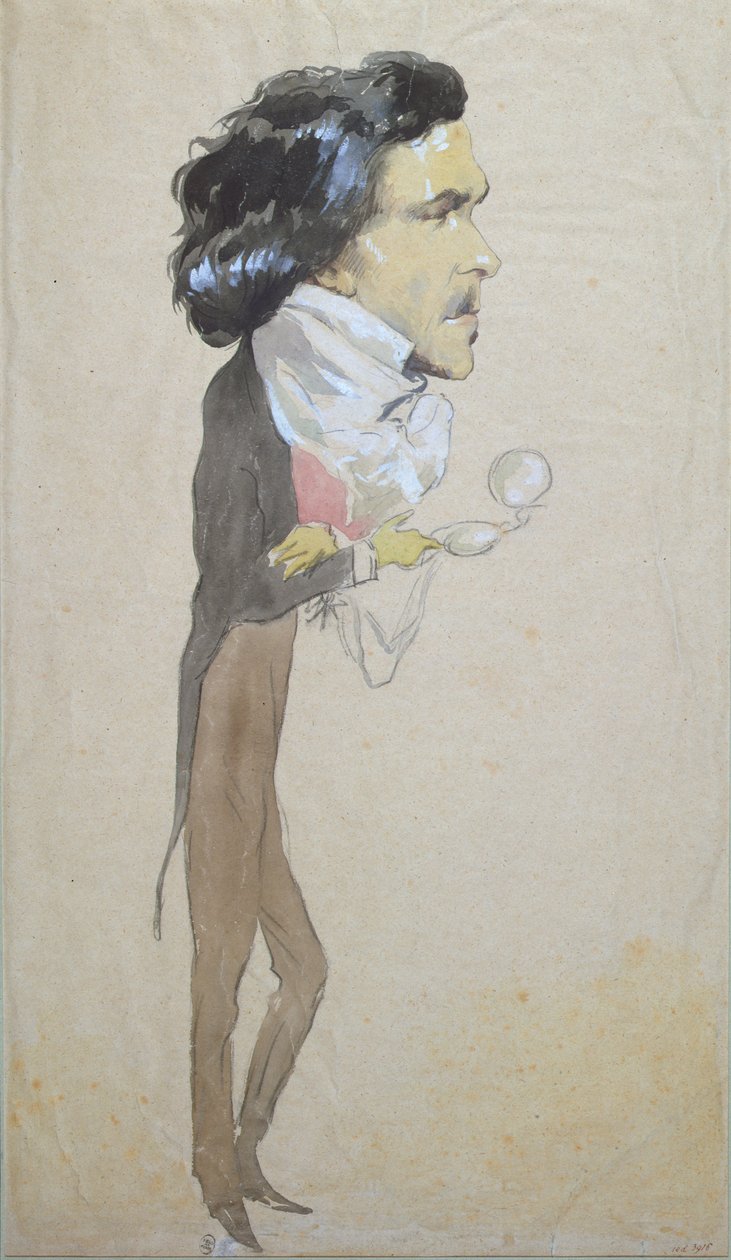 ユージーンドラクロワの戯画（1798-1863）（紙にトイレ、鉛筆、ガッシュ） 作： ピエール・フランソワ・ウジェーヌ・ジロー